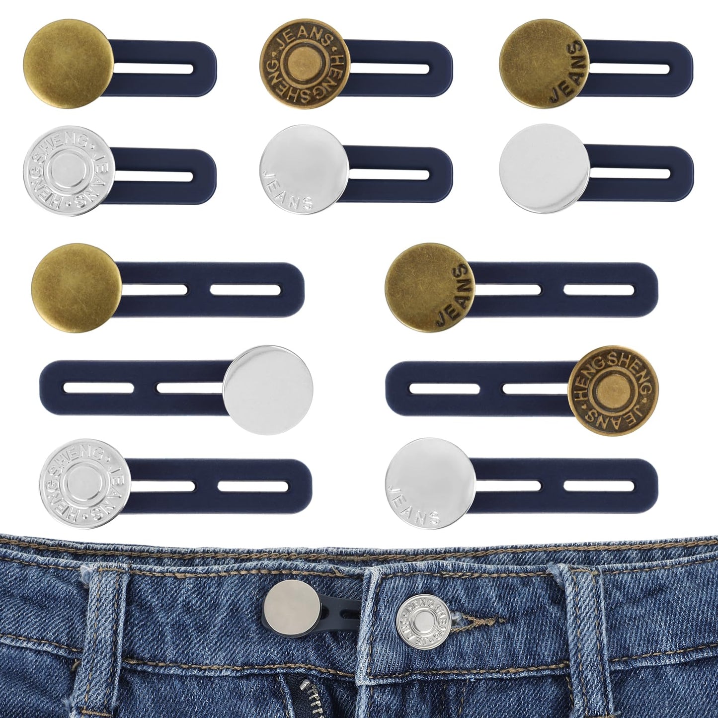 GEEHUA 12Pcs Waist Pant Button Extenders for Jeans, Button Extenders Shirt Collar Extenders Trouser Waist Extension Skirts Button Extenders for Men Women Tie Trousers Dress