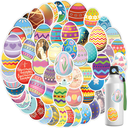 Giantree 60 Pcs Easter Egg Stickers for Kids, Easter Face Sticker Happy Easter Sticker PVC Waterproof Stickers for Scrapbooking Envelope Art Craft Cards Gift Home Classroom Decor Easter Party Supply