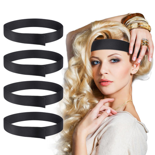 Amaxiu 4Pcs Elastic Bands for Keeping Wigs, Wig Band for Lace Front In Place No Slip Adjustable Lace Band Wig Suitable Wig Install Edges Hair Control