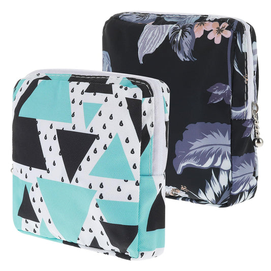 cobee 2Pcs Sanitary Napkin Storage Bag, Period Holder Bag Portable Period Kit Sanitary Pad Storage Bag Pad Holder Period Pouch with Zipper Menstruation First Period Bag for Girls Women (Style E)