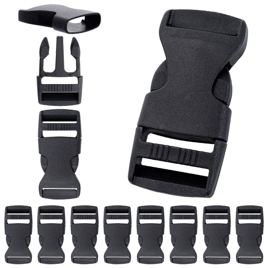 cobee 1" Quick Side Release Buckles, 10 Pcs Adjustable No Sewing Clips Snaps, Hard Thick Plastic Replacement Buckle for Repairing Nylon Webbing Straps Backpack Fanny Pack Belt Dog Collars