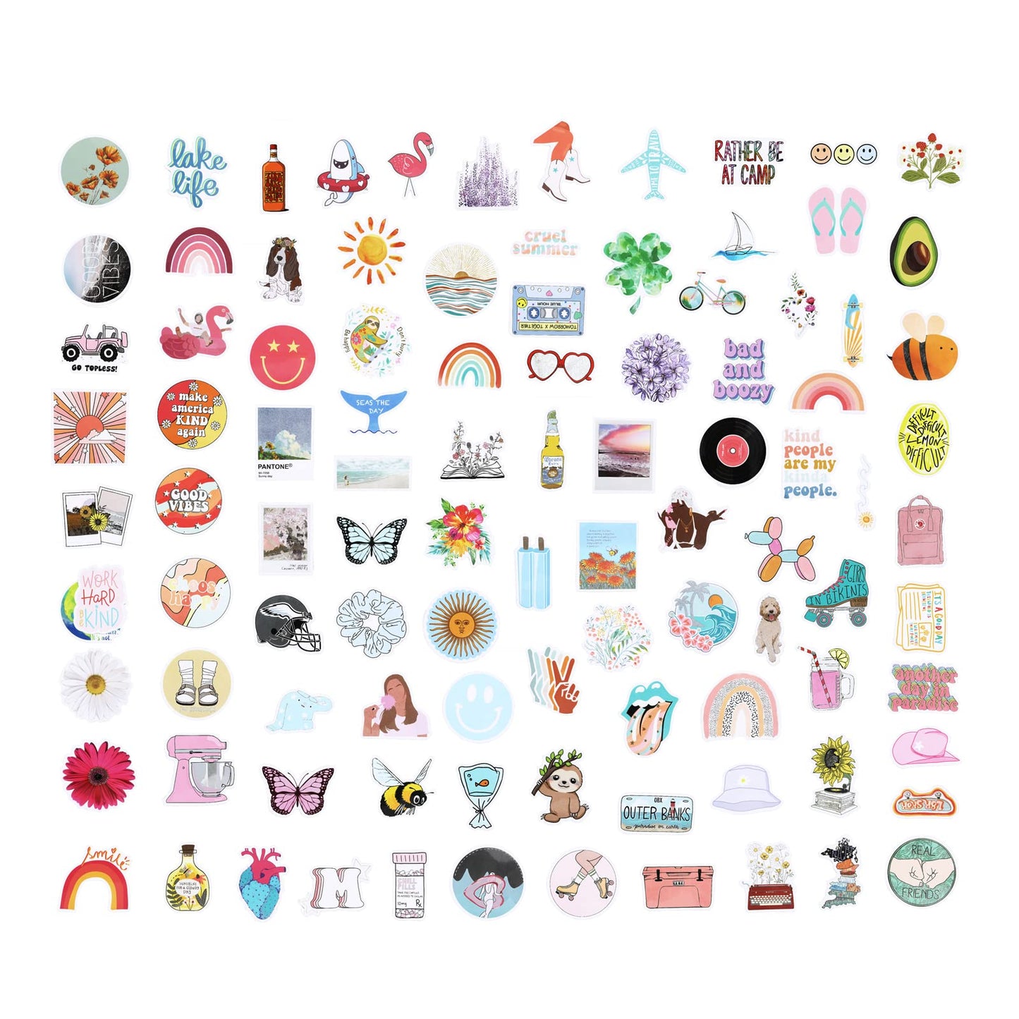 cobee Beach Theme Stickers, 100 Pieces Waterproof Vinyl Stickers Water Bottle Decals Beach Surfing Stickers DIY Decorative Stickers for Water Bottle Hydro Flask Laptop Luggage Car Bike Bicycle (B)