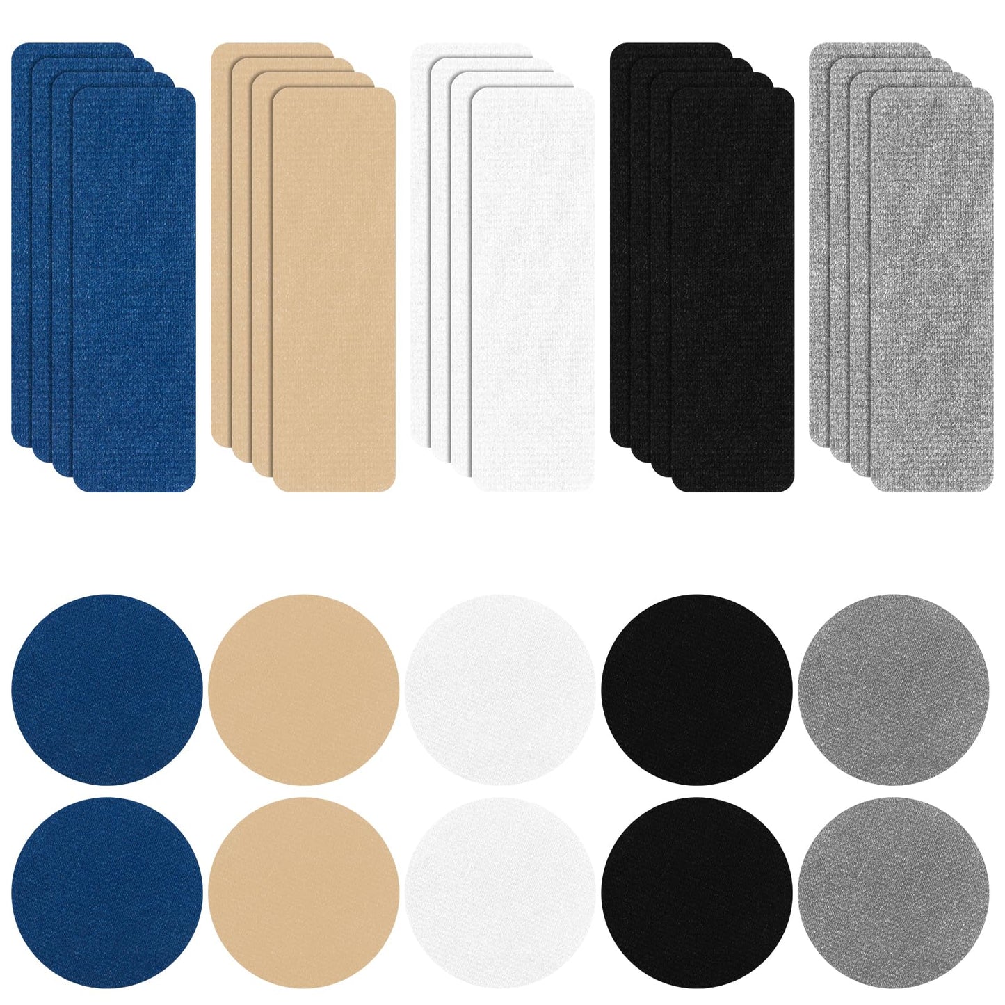 Yuanchu 30Pcs Shoe Patches for Holes, Self-Adhesive Rectangular Round Shoe Heel Repair Hole Patch for Sneakers Leather Shoes