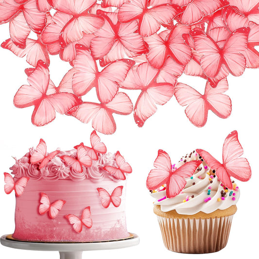 Giantree 60 Pcs Edible Butterflies for Cake Decorating, Wafer Paper Butterfly Cake Topper Butterfly Cupcake Decorating for Wedding Birthday Anniversary Flower Themed Party Decorating Princess Games
