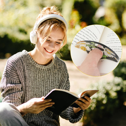 Andibro Dried Flower Resin Book Page Holder, 2 Pcs Handmade Real Flowers Thumb Bookmark Press Flower Thumb Ring Page Holder Reading Accessories Book Opener Floral Bookmark for Teachers Book Lovers