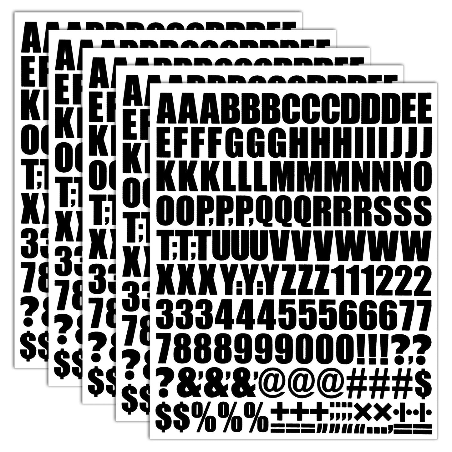 WJIAAA Letters and Numbers for Iron-on, 5 Sheets 1 Inch White DIY Fabric Transfer Letters for T Shirt Clothing Crafts (Black)