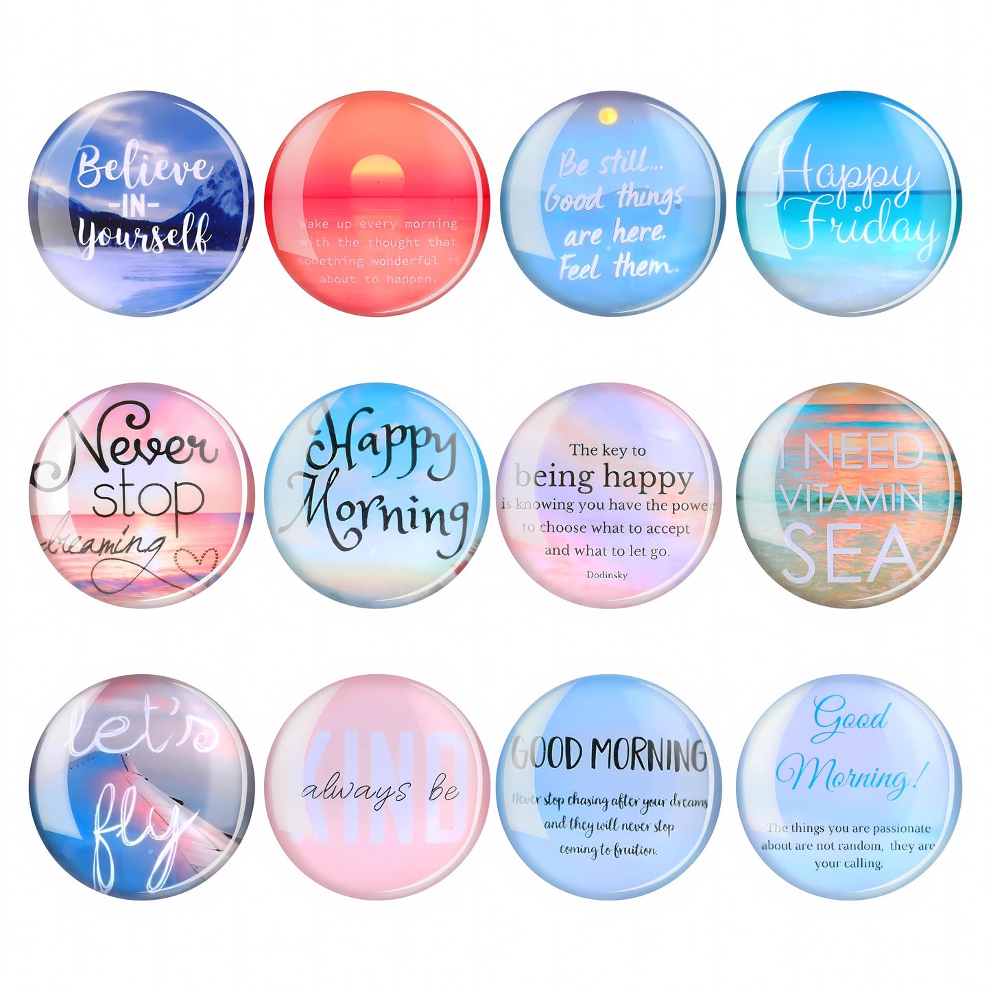 simarro Inspirational Refrigerator Magnets, 12pcs Watercolor Round Motivational Quote Magnets for Classroom, Whiteboard, Locker, Fridge