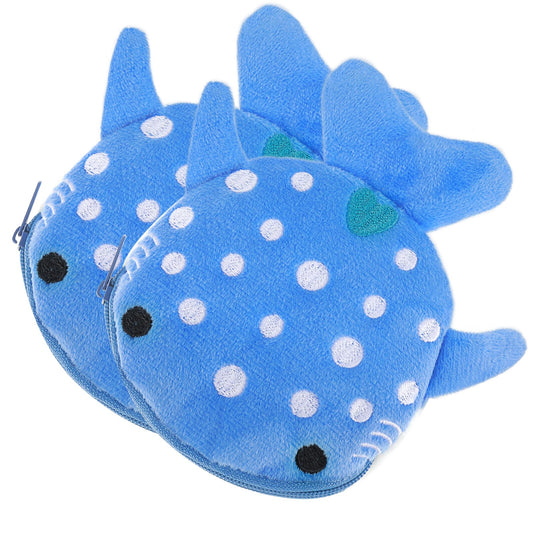 simarro 2Pcs Shark Plush Coin Purse, Kawaii Shark Zipper Wallet Portable Change Wallet Christmas Gifts for Men Women Cosmetic Jewelry Key Holder Earphone Bag Small Items Bags(Blue)