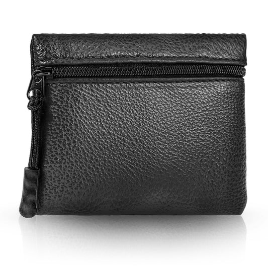 Andibro Vegan Leather Coin Purse, Coin Pouch for Women, Small Change Purse Credit Card Pouch Change Holder Coin Bag with Zip (Black)