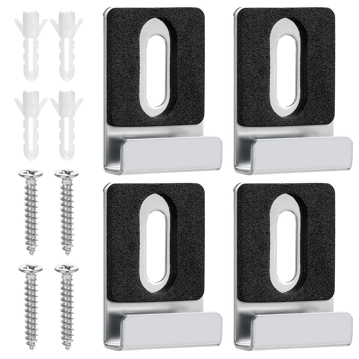 Yuanchu 4 Piece Mirror Bracket, Mirror Holder, Wall Mirror Holder, Stainless Steel Mirror Hanging Clips Set, Mirror Hangers, Mirror Brackets with Dowels and Screws for Heavy Mirrors