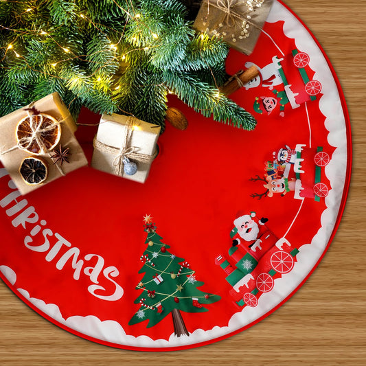 cobee Big Christmas Tree Skirts, 36inch Christmas Tree Skirt Merry Christmas Xmas Tree Skirts Snowflake Christmas Tree Skirt Rustic Farmhouse Xmas Tree Skirt for Indoor Outdoor Holiday Party(Style A)