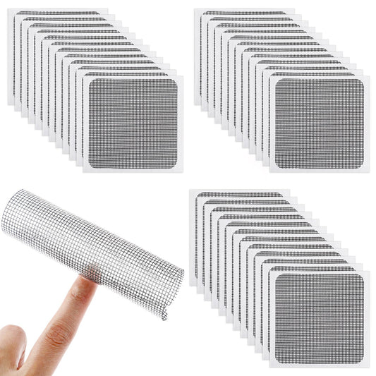 Amabro Window Screen Repair Patches, 3-Layer Strong Adhesion Window Door Screen Mesh Replacement Repair Patches Self-Adhesive Fiberglass Screen Quick Repair Tape, 4" x 4"(36pcs, Black)