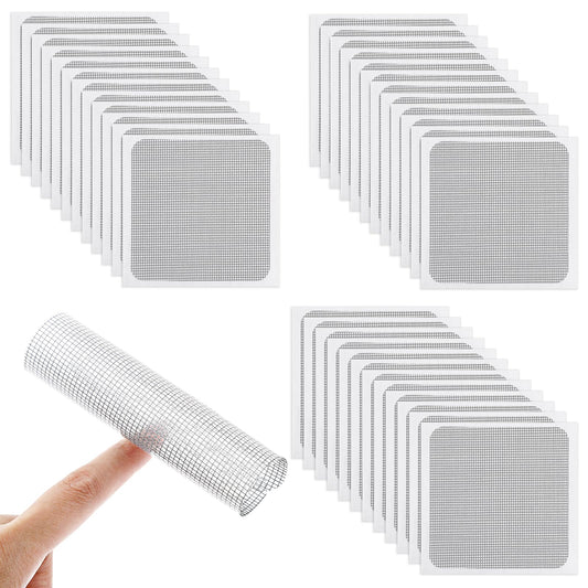 Amabro Window Screen Repair Patches, 3-Layer Strong Adhesion Window Door Screen Mesh Replacement Repair Patches Self-Adhesive Fiberglass Screen Quick Repair Tape, 4" x 4"(36pcs, Gray)