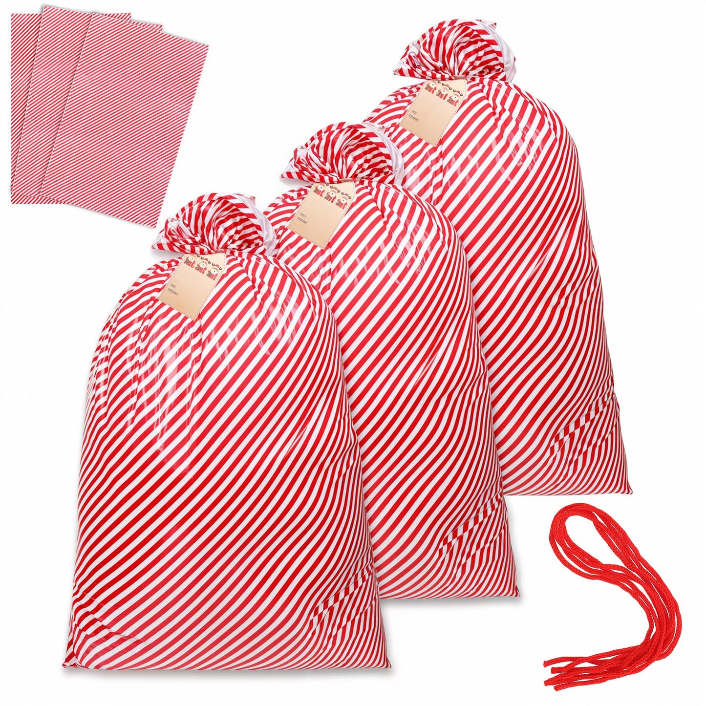 Giantree 3 Pcs 36''x56'' Extra Large Gift Bag, Extra Large Jumbo Gift Bag Giant Birthday Gift Bags Extra Large Plastic Gift Bags for New Year Presents Kids Party (Red,White, One Size)