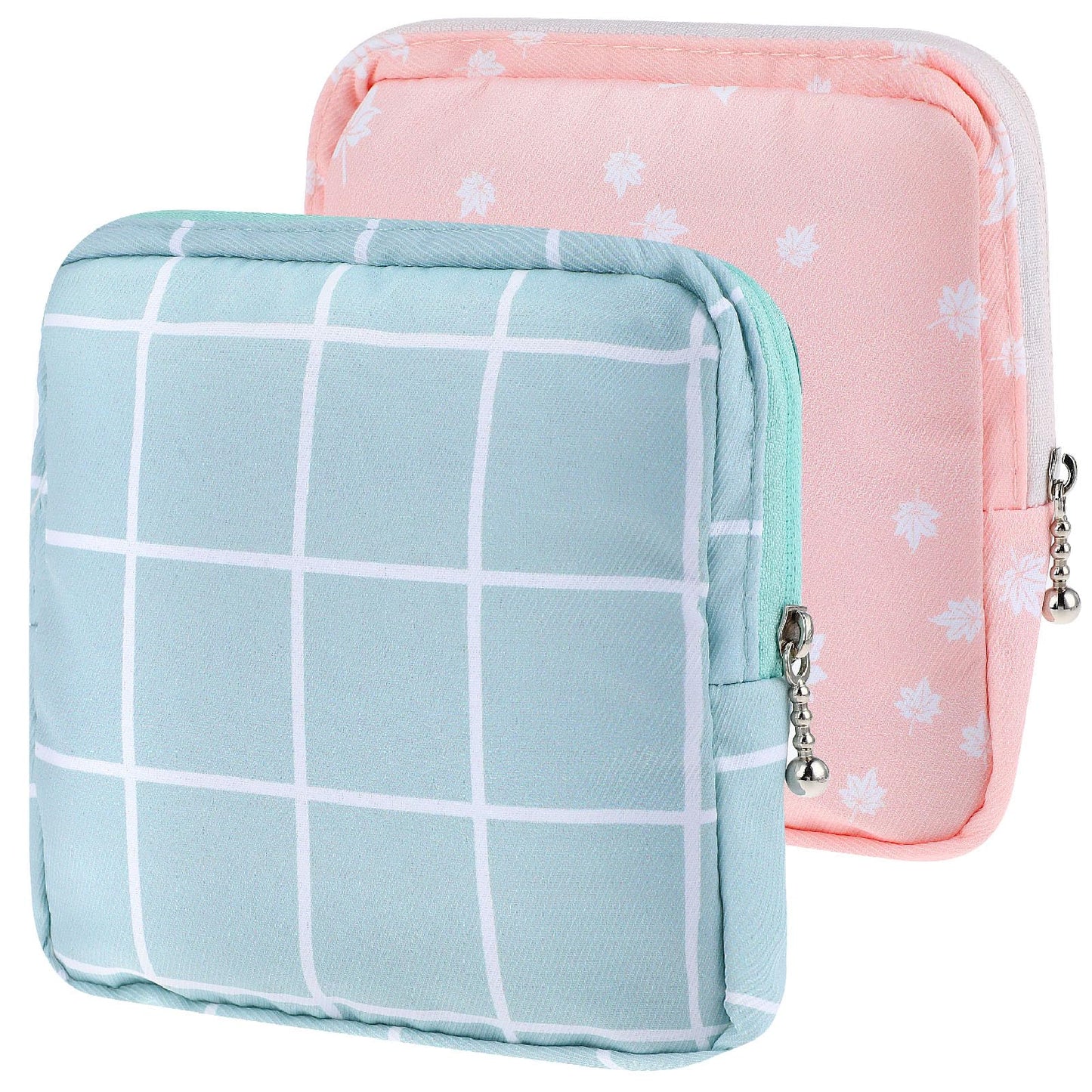 cobee 2Pcs Sanitary Napkin Storage Bag, Period Holder Bag Portable Period Kit Sanitary Pad Storage Bag Pad Holder Period Pouch with Zipper Menstruation First Period Bag for Girls Women(Style A)