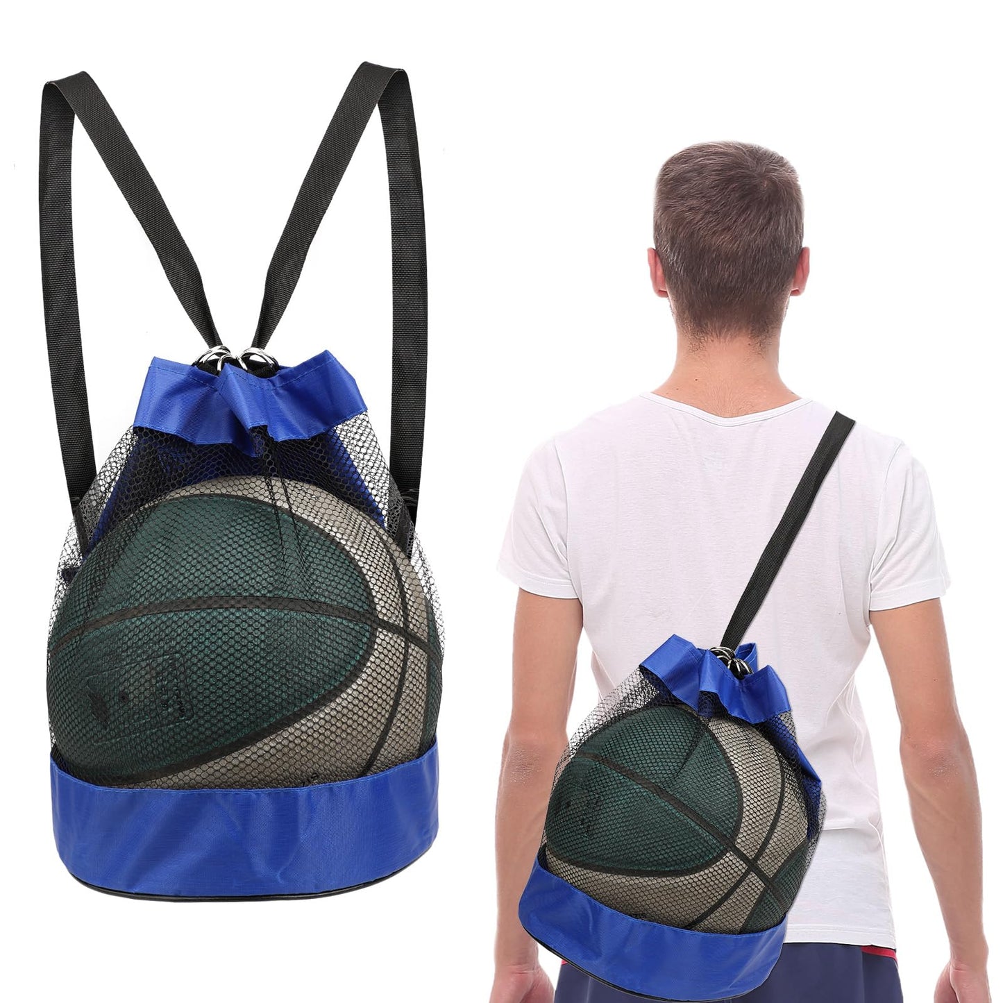 Molain Ball Bag Ball Net, Mesh Bag Portable Multi-Purpose Sports Net Bag Portable Ball Net for Football Basketball (Blue)