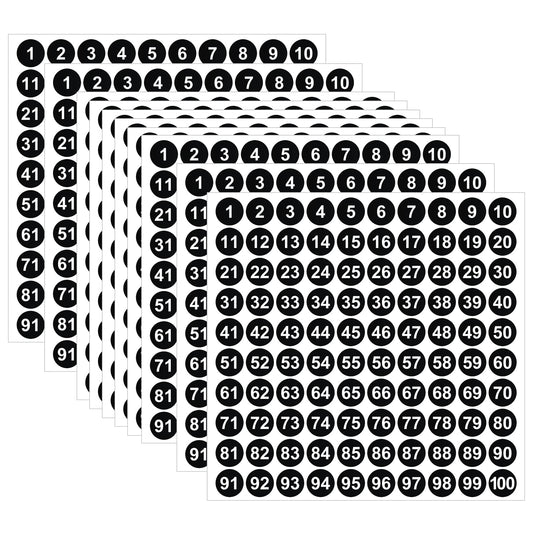 Cobee 2500Pcs Vinyl Number Stickers, 1-100 Round Labels for Inventory Storage Classification, Waterproof, Self-Adhesive, Office Supplies, Black