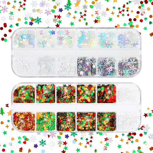 simarro 24 Colors Glitter Sequin, Face Festival Snowflake Glitter Nail Hair Body Glitter Accessories for Makeup Glitter Eyes Lips Body DIY Decorations (Color B)
