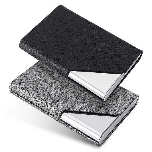 Molain Business Card Holder, 2 Pieces Multi Card Case PU Leather Name Card Holder Credit Card ID Case for Men Women