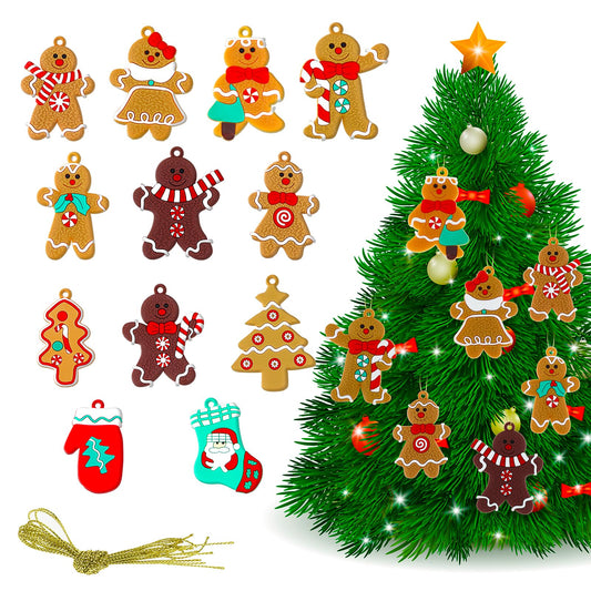 simarro 12 Pcs Gingerbread Man Christmas Ornaments, Gingerbread Man Ornaments for Christmas Tree Hanging Decorations Holiday Indoor Decorations