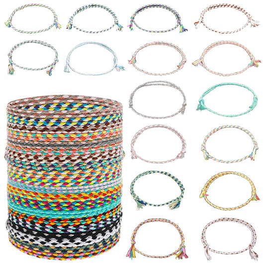 AOZUO Pack of 20 Friendship Bracelets, Colourful Braided Bracelets, Woven Wraps, Colourful Handmade, Adjustable Braided Cord Bracelets, Stackable Bracelets