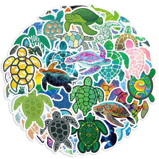 cobee 50 Pcs Sea Turtle Stickers, Colorful Ocean Stickers Summer Waterproof Vinyl PVC Stickers Ocean Turtle Decals for Refrigerator, Water Bottles, Laptop, Luggage, Skateboard, Guitar Decorations