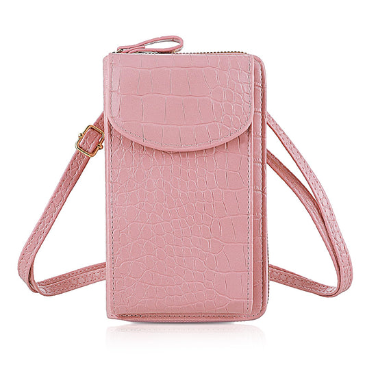 Amabro Small Crossbody Bag for Women, Adjustable Strap Phone Purse Leather Shoulder Bag Handbag with Card Slot Wallet(Pink)