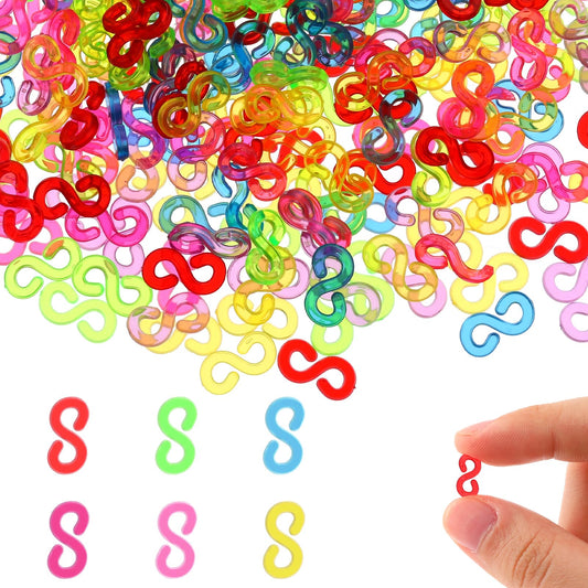 Molain 1000 PCS S Clips Rubber Band Bracelet Clips for Loom Bracelets, Plastic Loom Rubber Band Clips Bracelet Connectors Refills Bracelet Kit for DIY Handicrafts Bracelet Making(Multicolor)