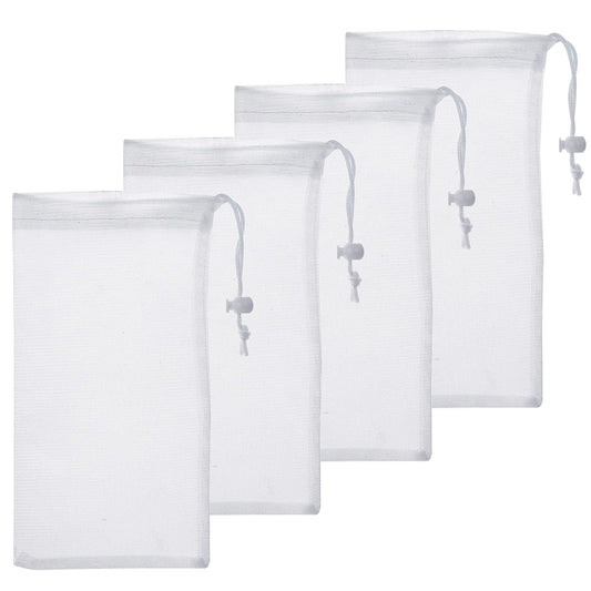 Molain Mesh Media Filter Bags High Flow - with Drawstrings for Activated Carbon Reusable Fish Tank Charcoal Filter Bag - Aquatic Bags for Fresh or Saltwater Tanks (High Flow 5" x 9" (4 Pack))