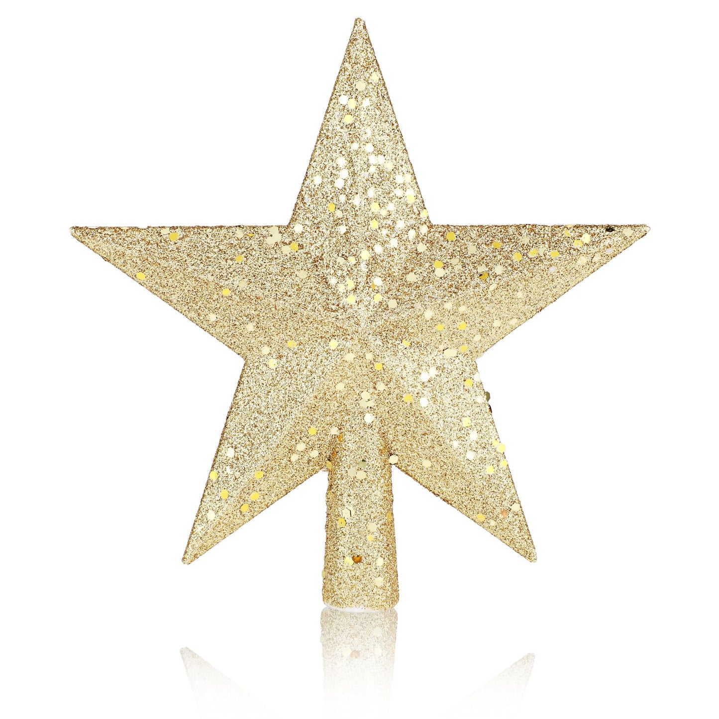 simarro Christmas Glitter Star Tree Topper, 20CM Christmas Tree Top Crown Glitter Star Ornaments for New Year Christmas Tree Top Outdoor Home Holiday Decoration (Gold)