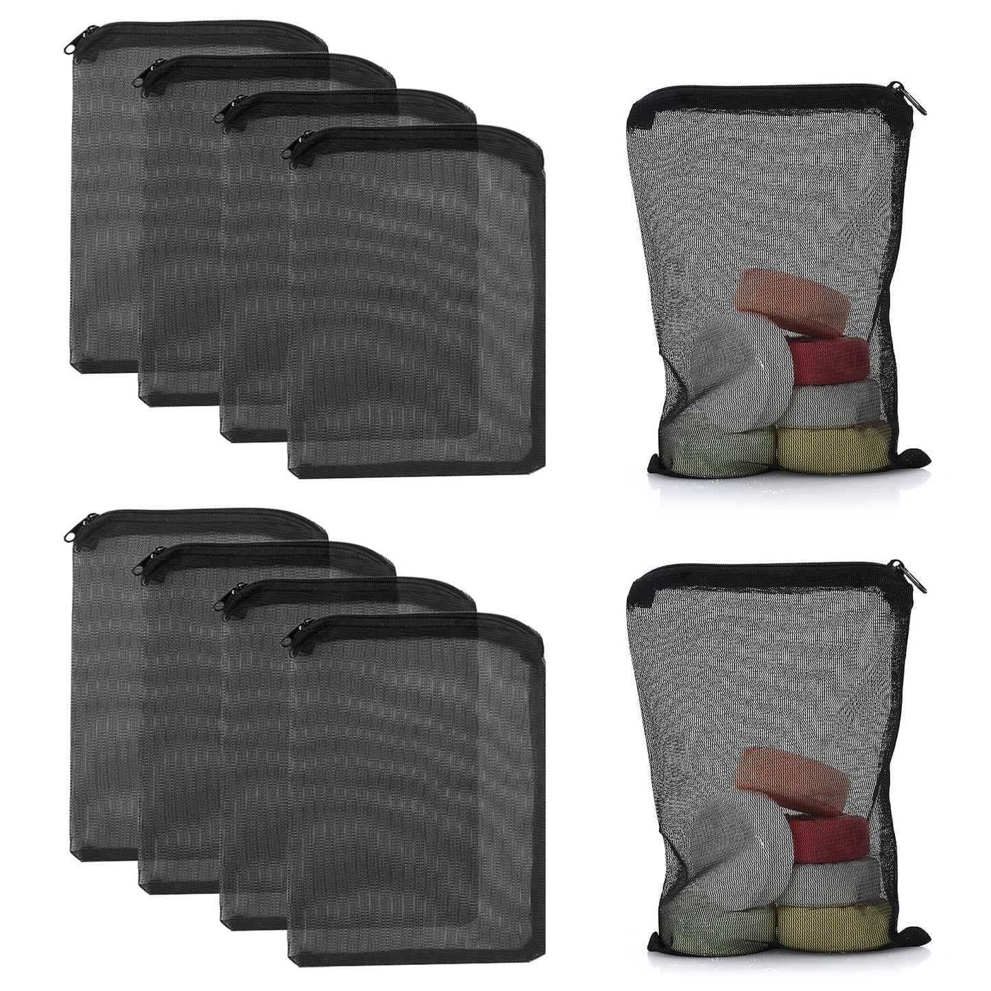 cobee Aquarium Filter Bags, 10Pcs Aquarium Filter Media Bags with Zipper Fish Tank Media Mesh Filter Bag High Flow Fine Mesh Net Reusable Bags for Activated Carbon, Biospheres (10pcs Black)