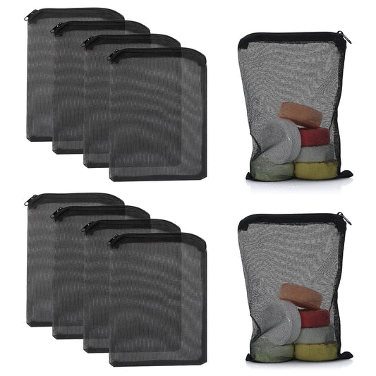 cobee Aquarium Filter Bags, 10Pcs Aquarium Filter Media Bags with Zipper Fish Tank Media Mesh Filter Bag High Flow Fine Mesh Net Reusable Bags for Activated Carbon, Biospheres (10pcs Black)
