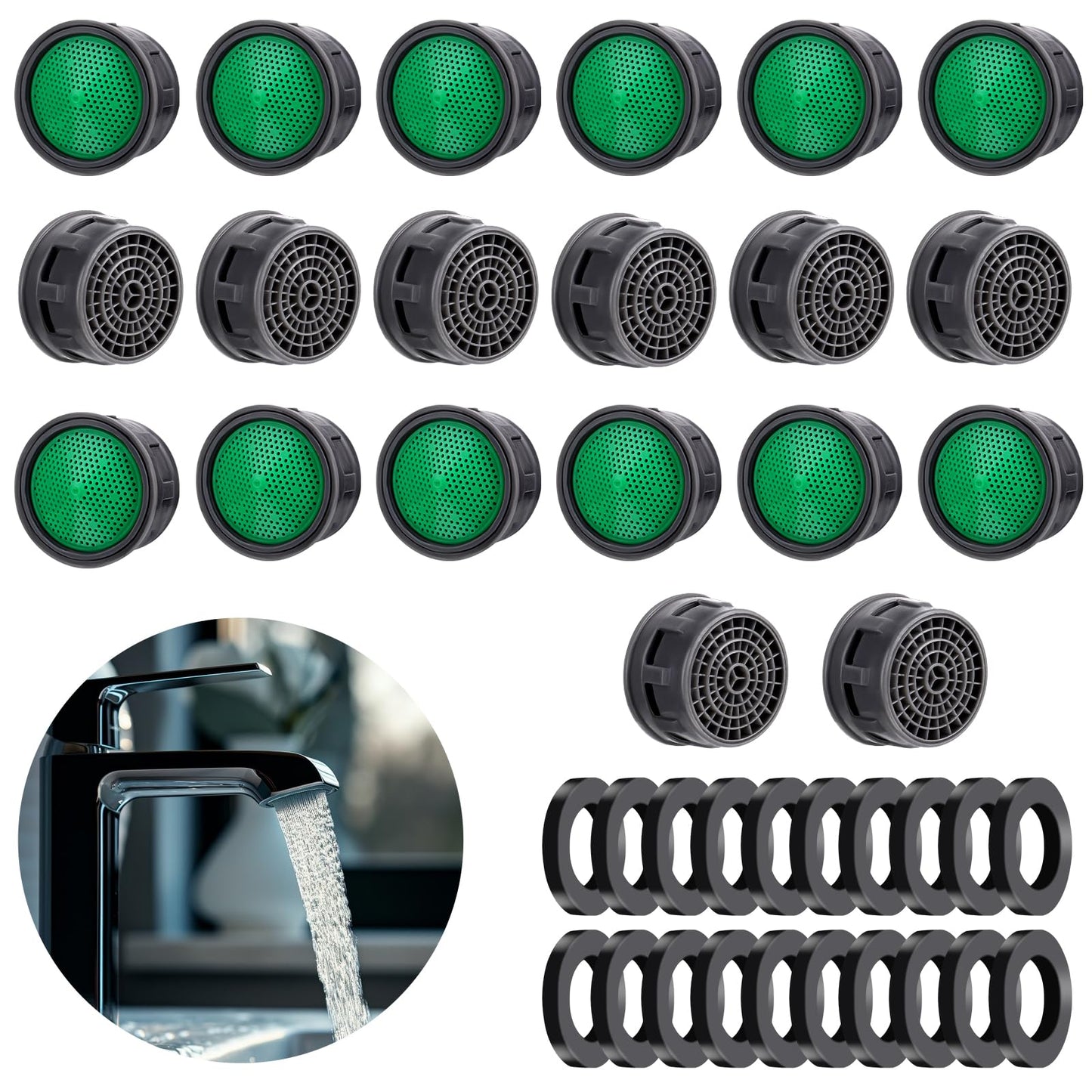 AOZUO 20 Pcs Faucet Perlators, Perlator Water Saving Water Saving Water Saving Water Tap for Water Tap Sieve Insert Cache Aerator Water Saving