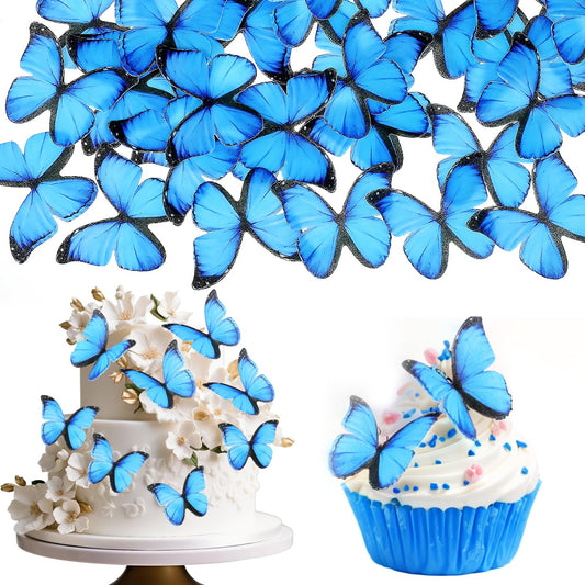 Giantree 60 Pcs Edible Butterflies for Cake Decorating, Wafer Paper Butterfly Cake Topper Butterfly Cupcake Decorating for Wedding Birthday Anniversary Flower Themed Party Decorating Princess Games
