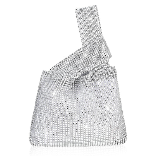 Giantree Evening Clutch Bag for Women, Rhinestone Purses Women's Evening Handbags, Sparkly Clutch Purs for Party Wedding Cocktail Prom Club (Silver)