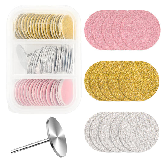 Giantree 60 PCS 25mm Sanding Paper Discs with Metal Nail Drill Bit, 80#180#240# Grit Foot File Replacement Sandpaper Discs for Nail Drill Foot Files Electric Remover Dead Skin Callus(80#180#240#)