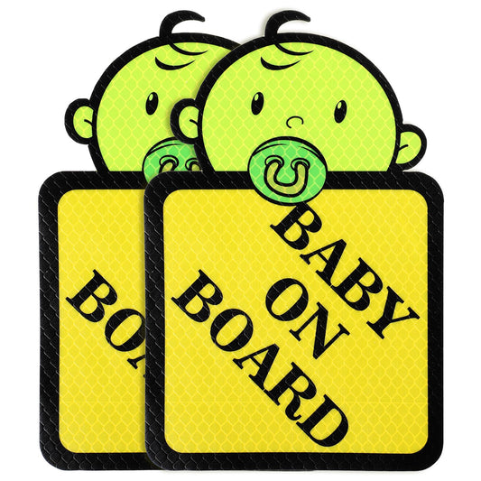 AOZUO Baby on Board Signs for Car, 2Pack Baby on Board Sticker, Reflective Waterproof Vinyl Safety Car Signs Adhesive Light Up Non-Magnetic Cars Decal for Rear Side Windows Bumpers Nighttime Driving