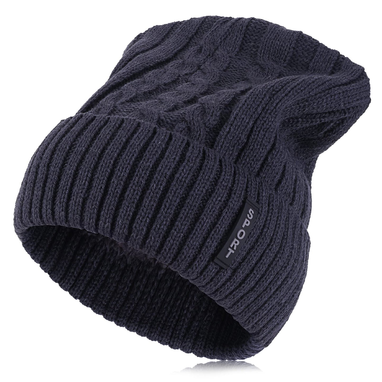 TIESOME Winter Warm Fleece Hat, Womens and Mens Crochet Slouchy Chunky Knitted Cap Fashion Thermal for Winter Outdoor Sports (Gray)