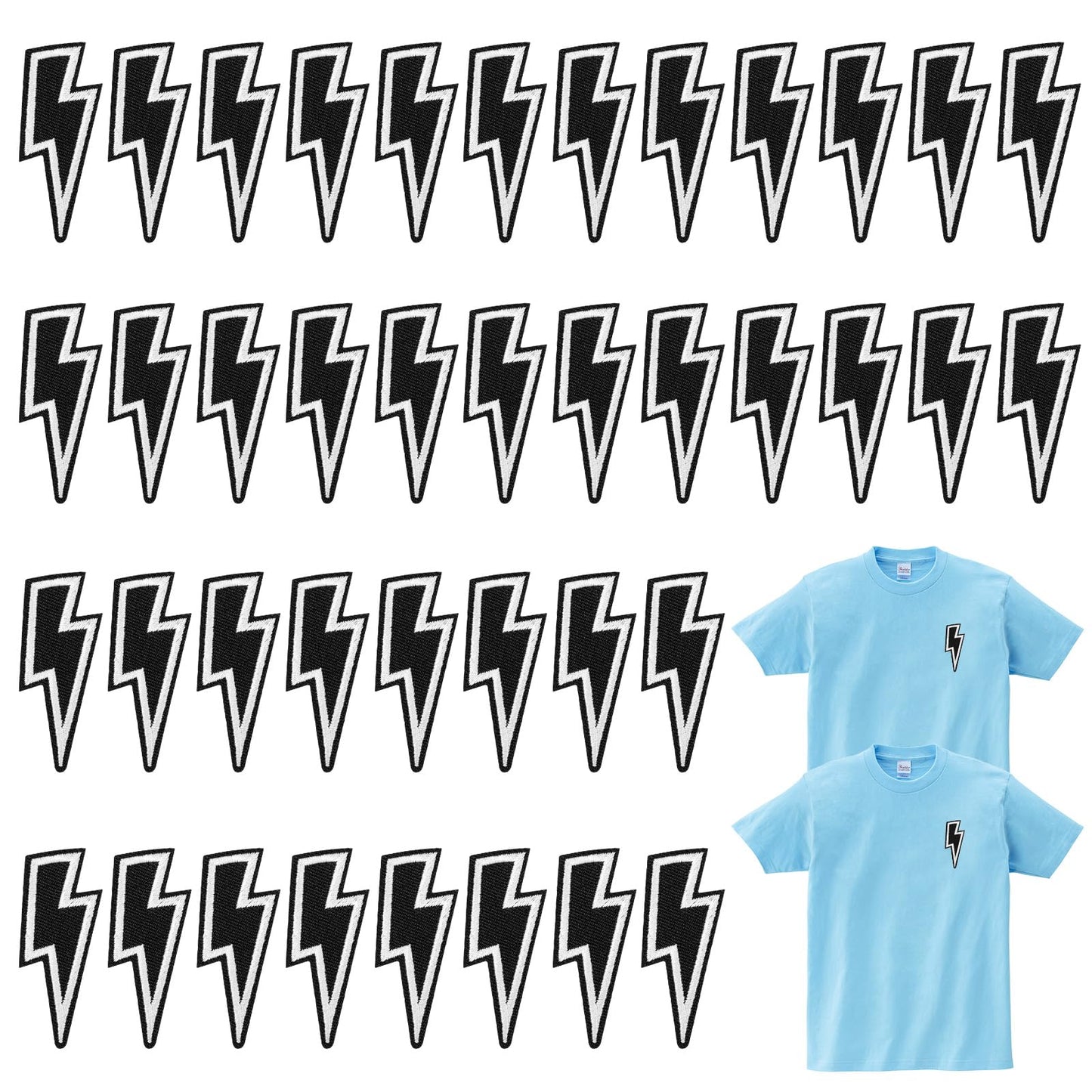 Amabro 40Pcs Black Lightning Iron on Patch, Embroidered Patches Lightning Bolt Fabric Patches, Sew on Flash Appliques Embroidered for DIY Clothes Trucker Hat Jeans Shoes Backpack Decor