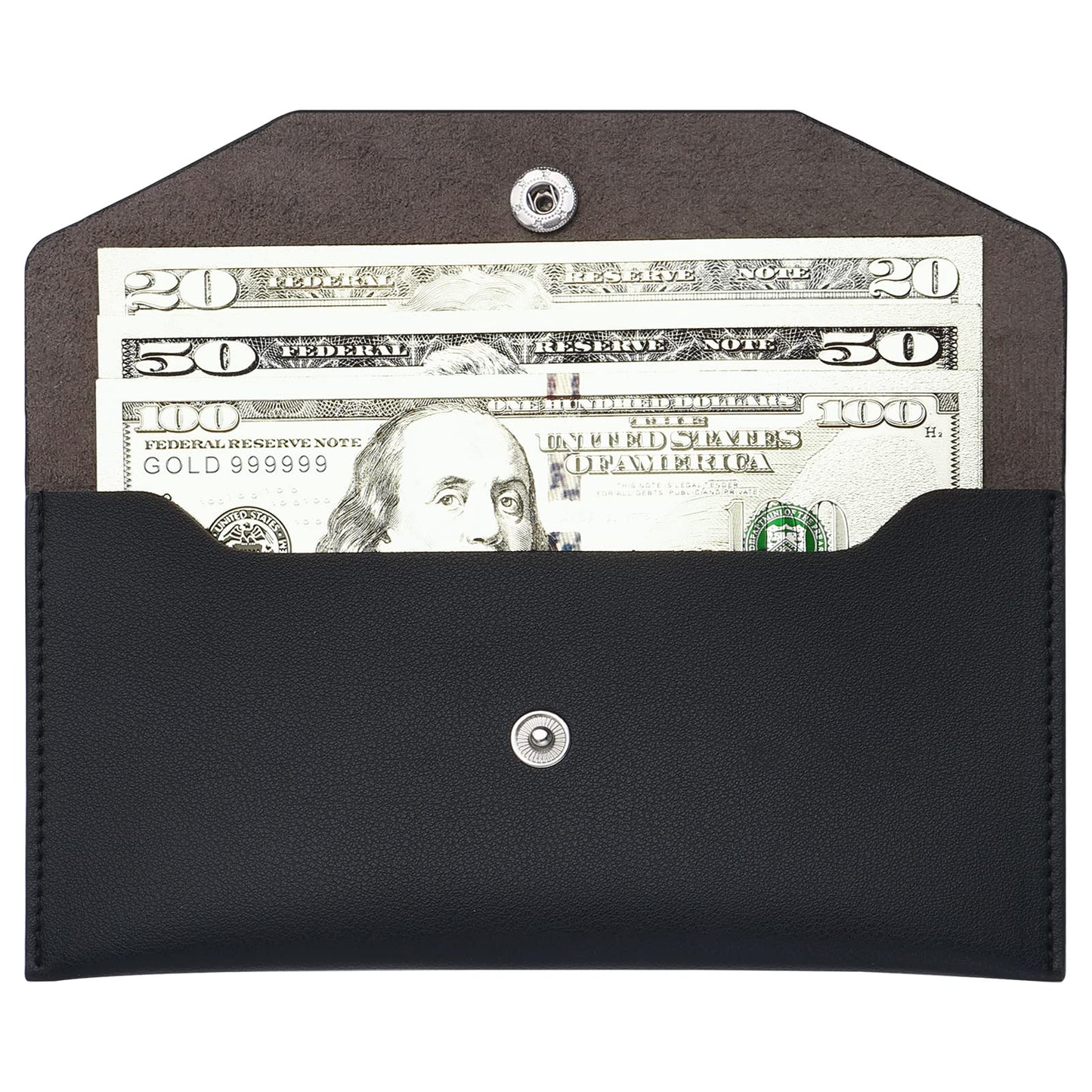Cobee PU Leather Money Wallets for Cash, Waterproof Money Cash Envelope Budget Envelope Purse Reusable Cash Envelopes Wallets for Women Girls(Black)