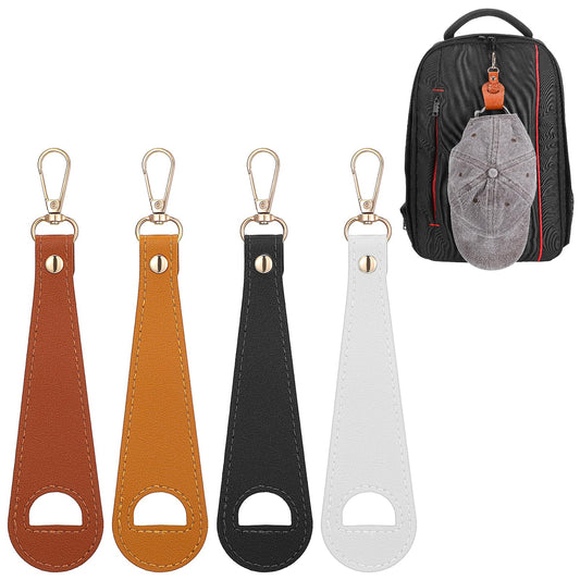 MBAIYO 4 Pack PU Leather Hat Clip for Travel, Travel Hat Hooks Hands-Free Cap Holder for Bags Backpack Luggage Purse Hiking Gear Clip-on Holder Strap for Baseball Snapback and Ponytail Caps