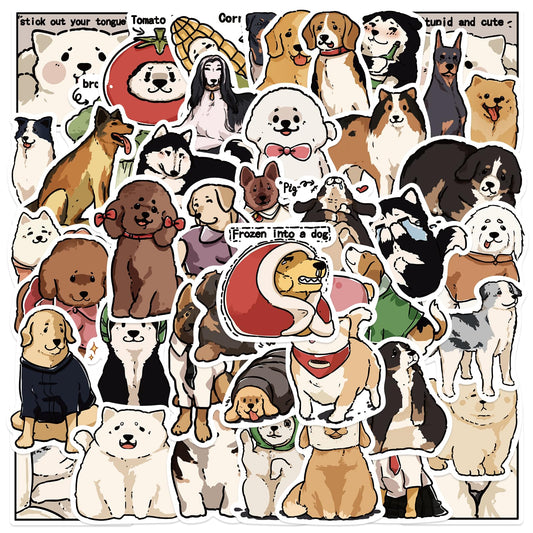 Amaxiu Cute Dog Stickers, 50 Pcs Funny Kawaii Animal Aesthetic Cartoon Decals Waterproof Vinyl Self Adhesive Decorative Sticker Party Gifts for Laptop Scrapbooking Planner Journals DIY