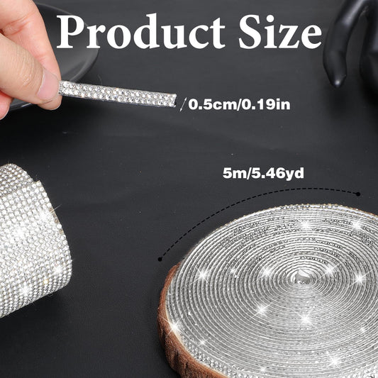 AOZUO 5 Metres Car Crystal Diamond Decorative Sticker, Bling Car Trim, Self-Adhesive Rhinestone Car Interior Strip, Glittering Exterior Decorations, Sticker Roll for Dashboard, DIY Crafts