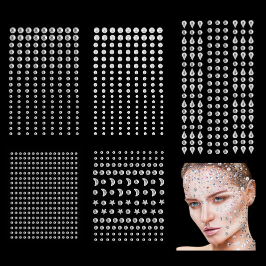 cobee 898 Pcs Clear Face Rhinestone Sticker, Bling Self-Adhesive Acrylic Crystal Gems Stickers Diamonds Craft Decoration Stickers for DIY Crafts Jewels Clothes Nails Makeup Festival Carnival Decor