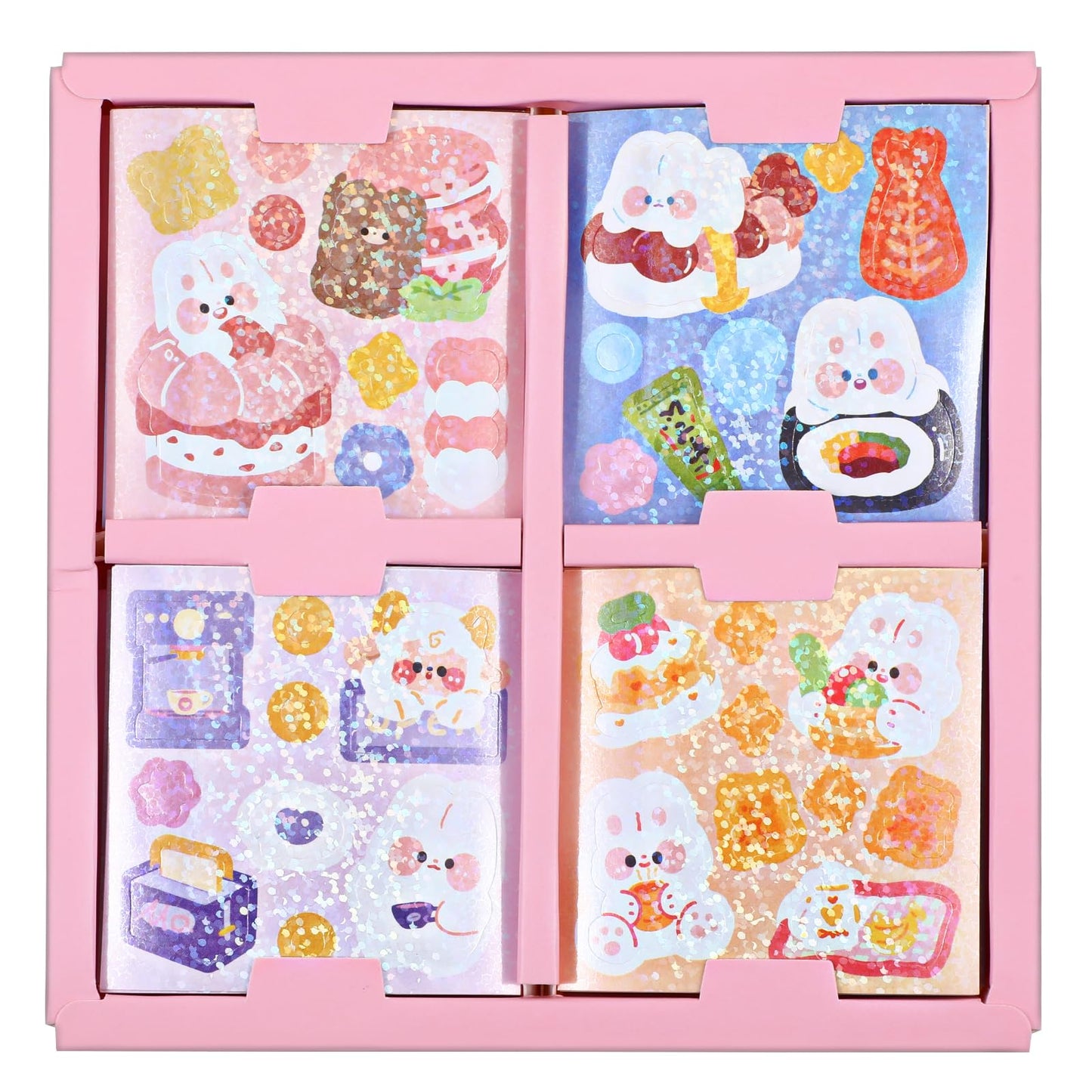 TIESOME Animal Scrapbooking Laser Stickers, 100 Sheets Cute Animal Shiny Stickers Waterproof, Kawaii Glitter Decoration Decal Bling Water Bottle Sticker Synthetic Paper Decals for Album Card Making(A)
