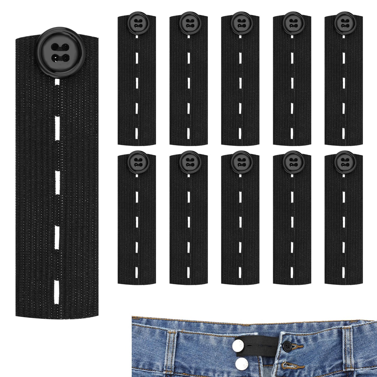 Giantree 10 Pcs Elastic Button Extender for Jeans, Adjustable Pants Button Extender Pregnancy Pants Extender Waist Extenders for Pants for Women Men Waistband Expanders