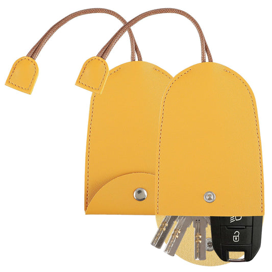 simarro 2Pcs Creative Extendable Car Key Case, Pull-Out Unisex Car Key Case Large-Capacity Protective Key Holder Hook Portable Key Bag Key Sleeve (Yellow)