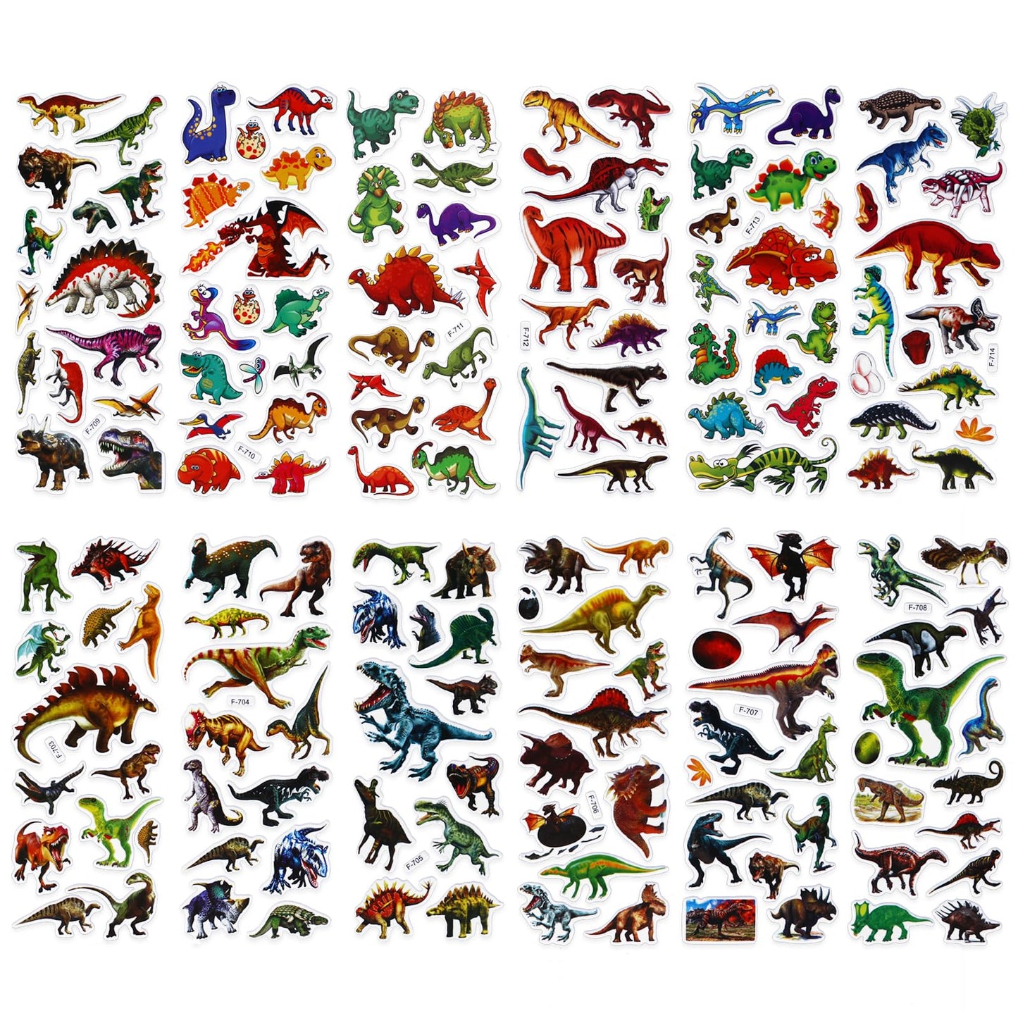 Amaxiu 3D Puffy Dinosaur Decals for Kids, 12 Sheets Cartoon Dino Stickers Reward Sticker Dinosaur Themed Stickers for DIY Craft Scrapbooking Birthday Party Favors 160+ Pcs