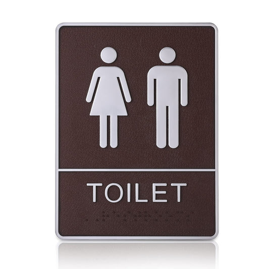 Molain Unisex Bathroom Restroom Signs, Self Stick Toilet Sign for Office or Business Bathroom and Toilet Door or Wall Decor 8 x 6 Inch