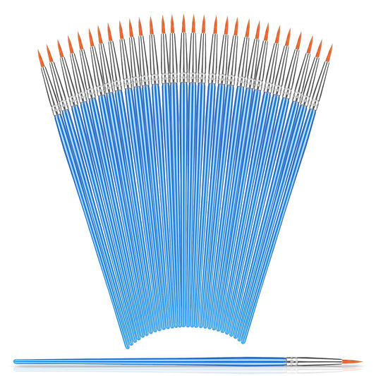 Jeffdad 30Pcs Paint Brushes, Professional Fine Tip Paint Brush Set Small Brush Bulk Oil Watercolor Acrylic Paint Brush for Miniature Detail Painting Oil Watercolor Painting
